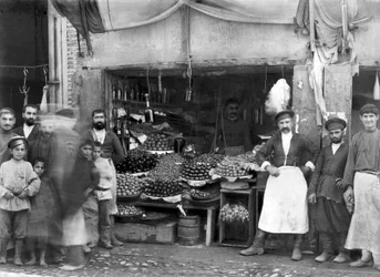 Market stall in St Petersburg, c.1900
